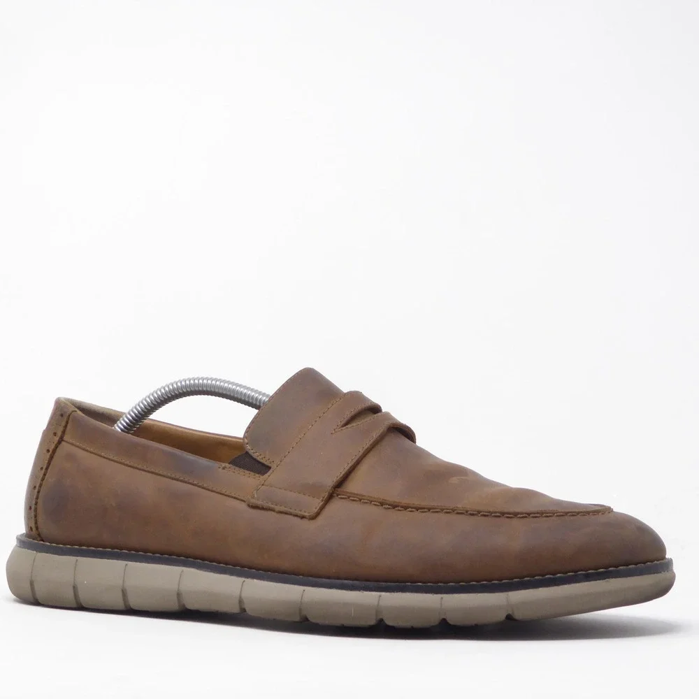 Johnston & Murphy Mens Holden Penny Loafer Brown Leather Memory Foam 11M 20-2020